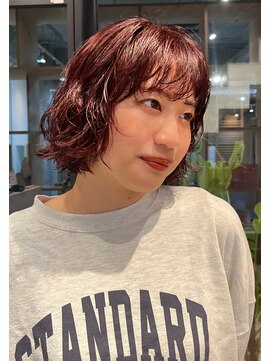 ガーデンヨコハマ(GARDEN YOKOHAMA) デジタルパーマ/チェリーブラウン/ワインレッド/夏/ボブ