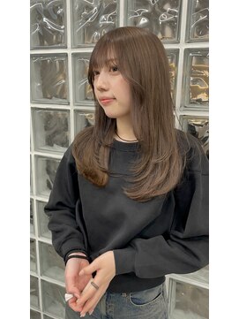 サンク 原宿 表参道(cinq) ピンクベージュワンホンヘアレイヤー切りっぱなしボブ