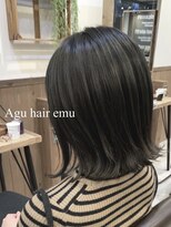 アグ ヘアー エミュ 和歌山駅前店(Agu hair emu) ダークグレージュ切りっぱボブ