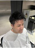 メンズビジネスバーバースパイキーショートツーブロックパーマF