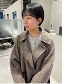 首元スッキリ丸みショートヘア/オレンジ消し透明感カラー