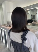 透明感ベージュブラウン外ハネボブ似合わせカット小顔