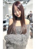 大人可愛いブリーチなしミルクティーベージュハイライトピンク