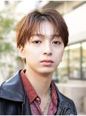 シースルーセンターパートツーブロックラウンドマッシュウルフ
