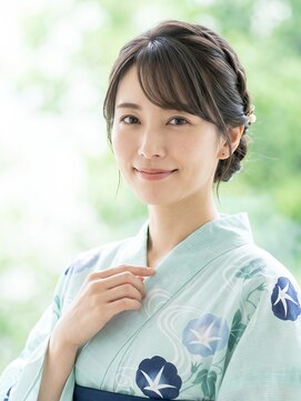 と和 巣鴨 大人上品な浴衣ヘア*崩れない編み込みシニヨン