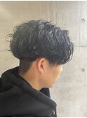 20代30代韓流☆ツイストパーマショートマッシュアッシュブラック