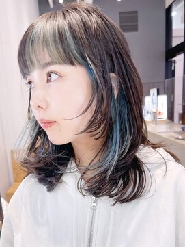 アルバム 銀座(ALBUM GINZA) インナーグリーンレイヤー_アースカラーくびれヘア_ba373892