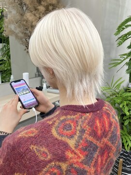 ギークス(GEEKS) 【GEEKS渋谷】ホワイト/メンズ/ウルフ/ホワイトブリーチ/透け感