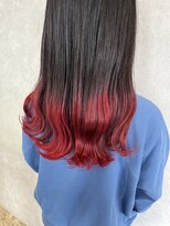 アース コアフュールボーテ 上尾店(EARTH coiffure beaute) レッドグラデーション裾カラーケアブリーチアドミオ