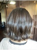 ミディアムボブ外ハネ巻き&波巻き
