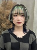 【GEEKS渋谷】ミントカラー/ウルフ/顔周りレイヤー/春夏カラー