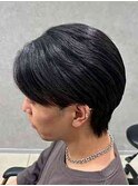 フェザーパーマ/センターパート/曲がる縮毛矯正/メンズ/眉毛