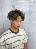 メンズカットハイライトパーマダブルカラー
