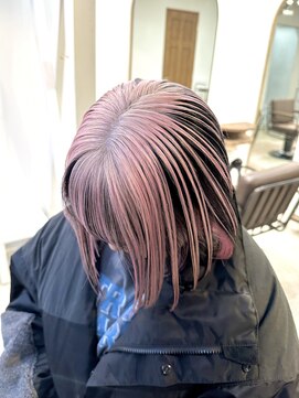 グロウ 渋谷西口(grow) アンブレラカラーペールピンクホワイトカラーフェイクブラック