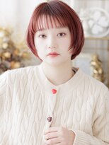 カバーヘア ブリス 戸田公園西口店(COVER HAIR bliss)&nbsp;チェリーレッドぱっつん前髪シャギーカットa戸田公園10代20代