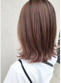 ピンクブベージュカラーモテ髪大人可愛いふんわりカール