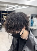 縦落ちウルフツイストスパイラルパーマメンズパーマ波巻き