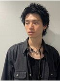 スパイキーショート　ニュアンスパーマ　黒髪風グレーアッシュ