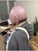 ピンク×裾ブラウン/ボブ/ハイトーン/裾カラー/デザインカラー