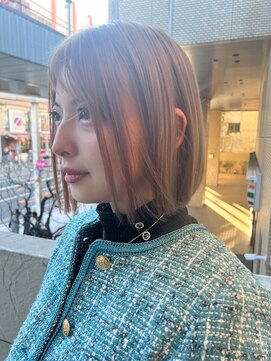 クリコ ヘアーデザイン(CLICQUOT hair design) 2ブリーチ　ベージュ　×　切りっぱなしボブ