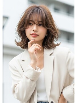 韓国風フロントレイヤーボブ×アッシュブラウン