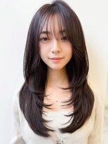 ヌードルバイコア(noodle by CoRe.gn)&nbsp;韓国風暗髪グレージュブリーチなし顔周りレイヤー夏カラー