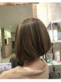 【白髪ぼかしOK】立体感3Dカラー　×大人ボブ