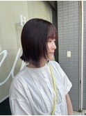 切りっぱなしボブ×ボルドーカラー