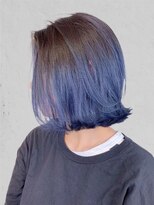 ディーバ 銀座(D.I.E.V.A)&nbsp;10代20代30代40代切りっぱなし外ハネボブ艶ブルーグラデーション