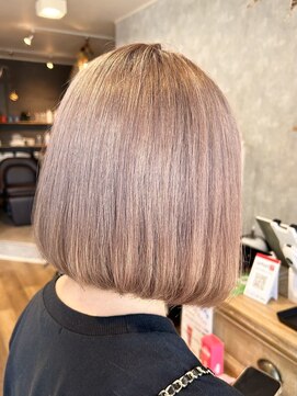 アルファ 我孫子店(alpha) 切りっぱなしボブ/ピンクベージュ/うるツヤ/ブリーチ/我孫子