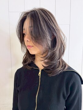 アルバム 銀座(ALBUM GINZA) 顔周りレイヤー大人ガーリーダークアッシュ_ba577331