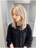 ホワイトミルクティーベージュ×レイヤーボブ