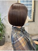 ボブ　小顔カット　長めボブ　髪質改善　春カラー