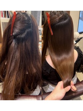 ローネス ギンザ(LONESS ginza) くびレイヤーエモージュインナーグレージュ前髪ピンクベージュ