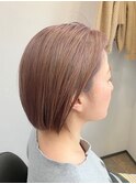 淡ピンクベージュ×切りっぱなしボブ[茅ヶ崎/茅ヶ崎駅/湘南]