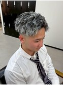 メンズカット/ツイストパーマ/デザインカラー/ホワイトメッシュ