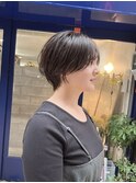 大人可愛い小顔ショート/2wayバング/透明感アッシュベージュ