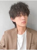 センターパートニュアンスパーマフェザーパーマ前髪パーマ