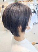 大人マッシュショート丸みショート黒髪ショートベリーショート