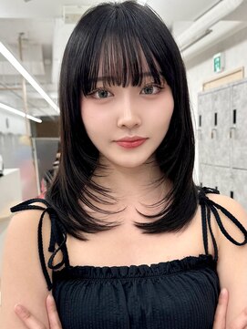 三鷹吉祥寺レイヤーカットマレットヘアオリーブグリーンボルド