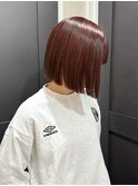 ボルドーカラー/切りっぱなしボブ