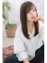 ミック 日暮里店(miq)&nbsp;斜めバングで目力強調！艶カラーナチュラルストレートa