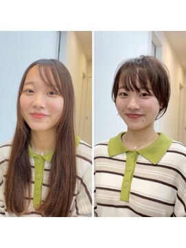 イヴォークトーキョーオーサカ(EVOKE TOKYO osaka) 丸み 似合わせ 耳かけショート 前髪あり 可愛い おしゃれ カラー