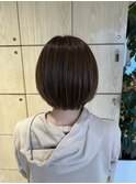 20代30代ミニボブココアブラウン小顔美肌ストレート丸み