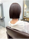 イメチェンハッシュカットフルバング似合わせレッドブラウン