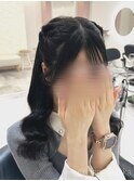 くるりんぱハーフツイン/心斎橋ヘアセット