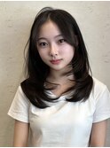 韓国風/レイヤー/小顔/前髪カット/髪質改善/グレージュ/透明感