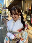 編み込みサイド編みおろし