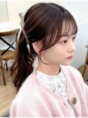 韓国前髪顔周り×ハッシュレイヤー 暗めカラー/酸性ストレート