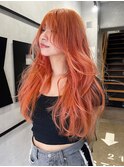 顔型別ヘアスタイル特集/ワンホンレイヤー/オレンジベージュ赤羽